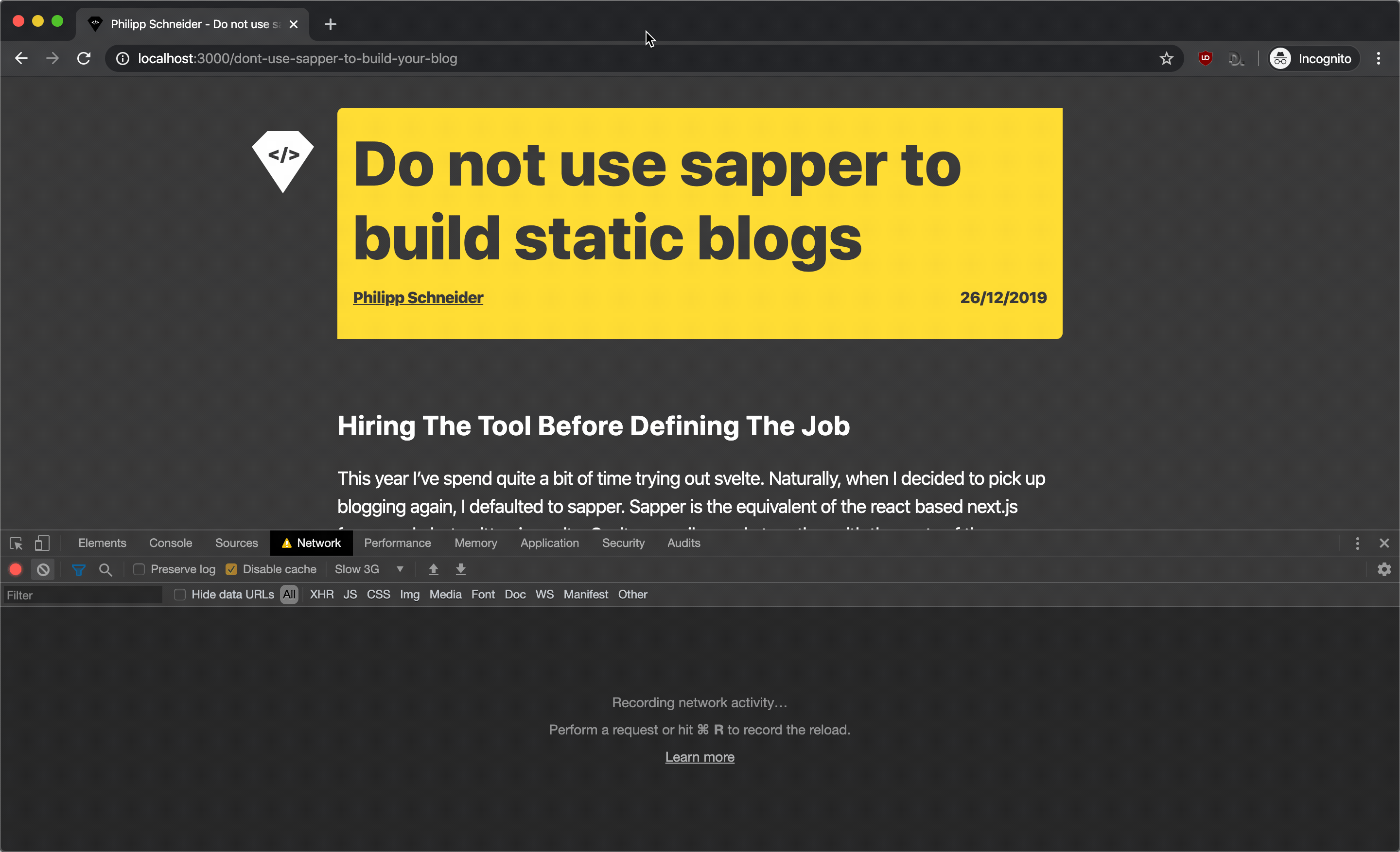 Sapper blocking data loading demo